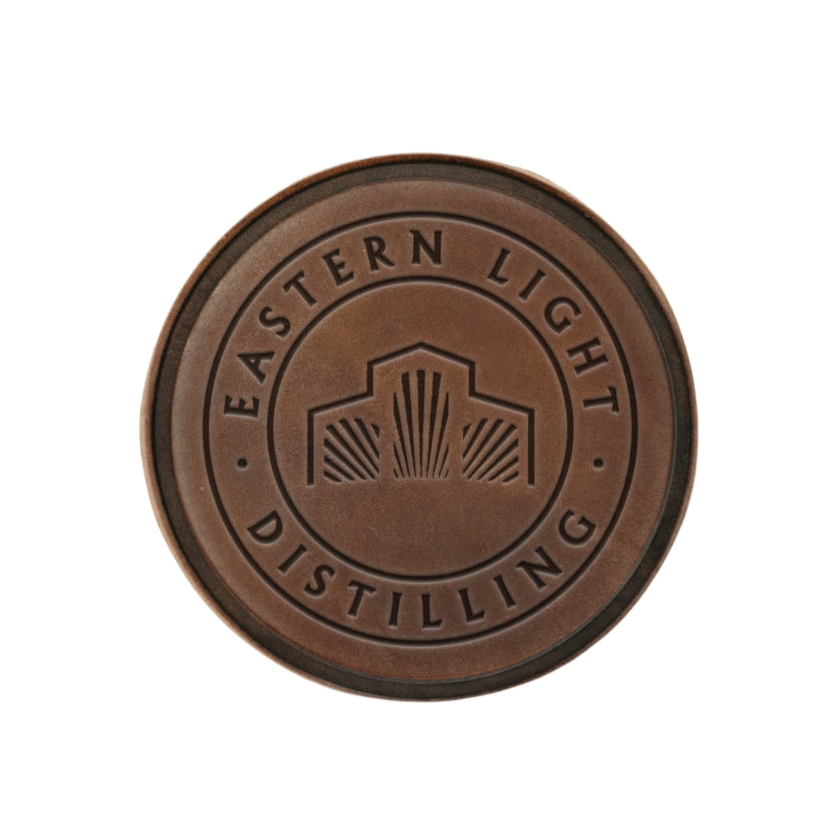 Eastern Light Distilling Clayton & Crume Leather Coaster Set of 4 for Bourbon, Cold Drinks, Whiskey